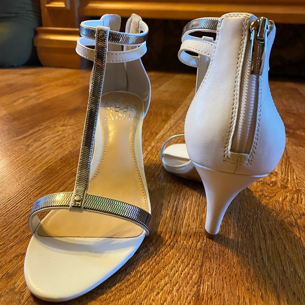 Vince Camuto White and Silver heels 8.5